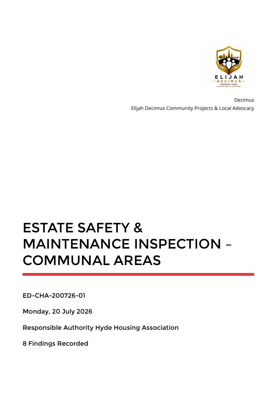 Cover of estate safety inspection report