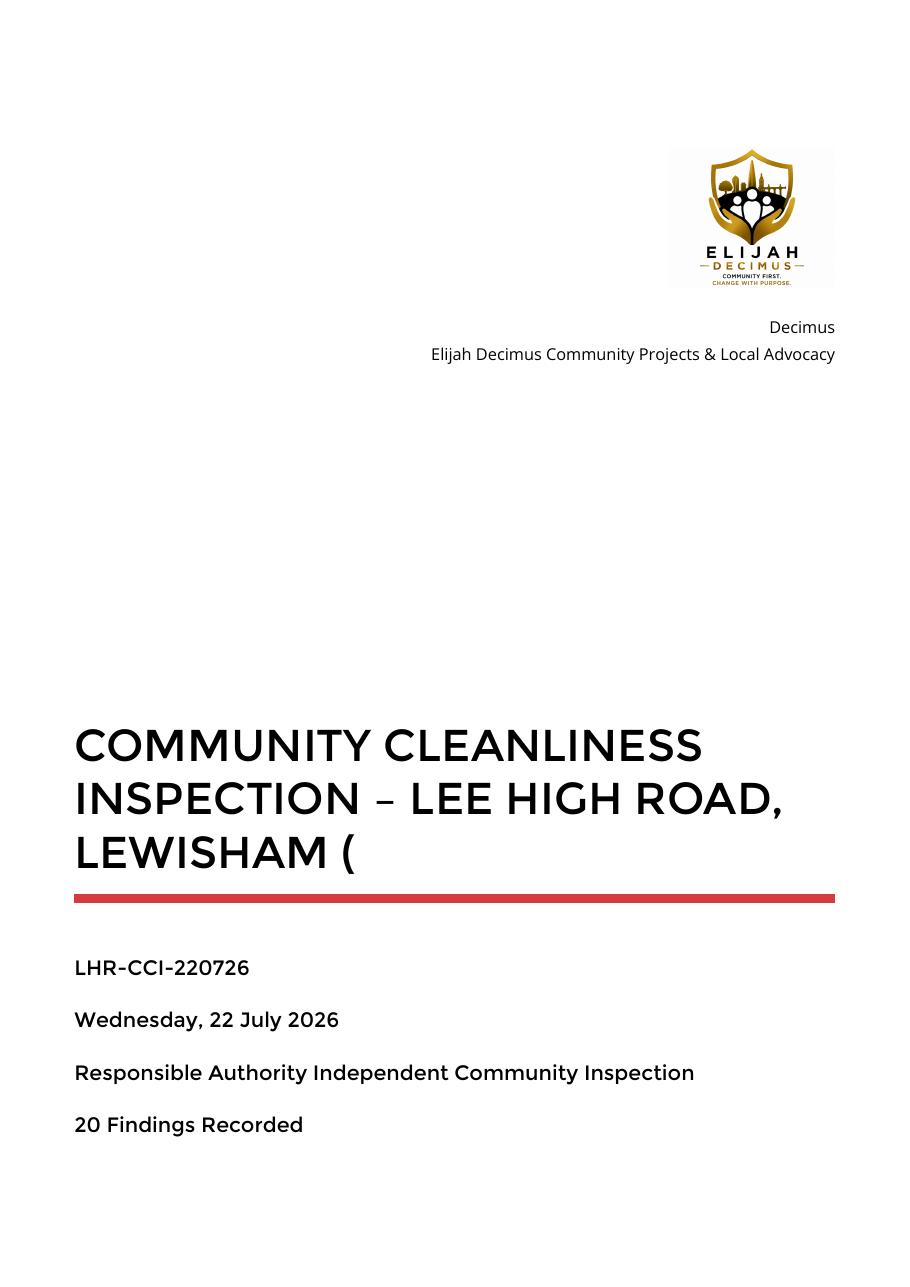 Cover of Lee High Road inspection report