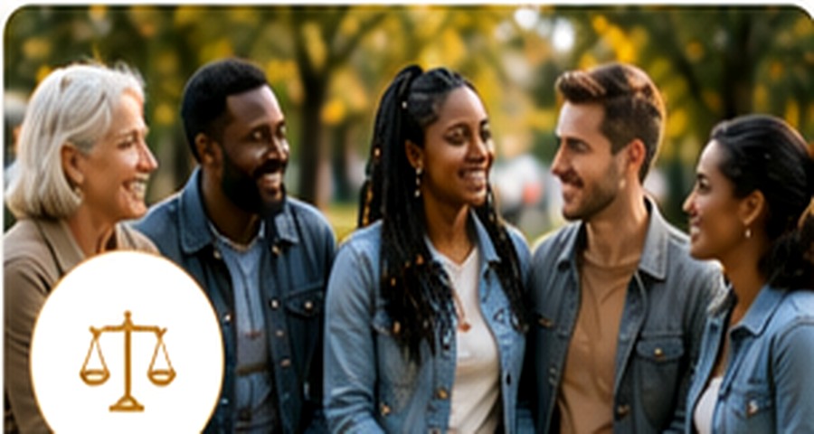 A multicultural community group talking together